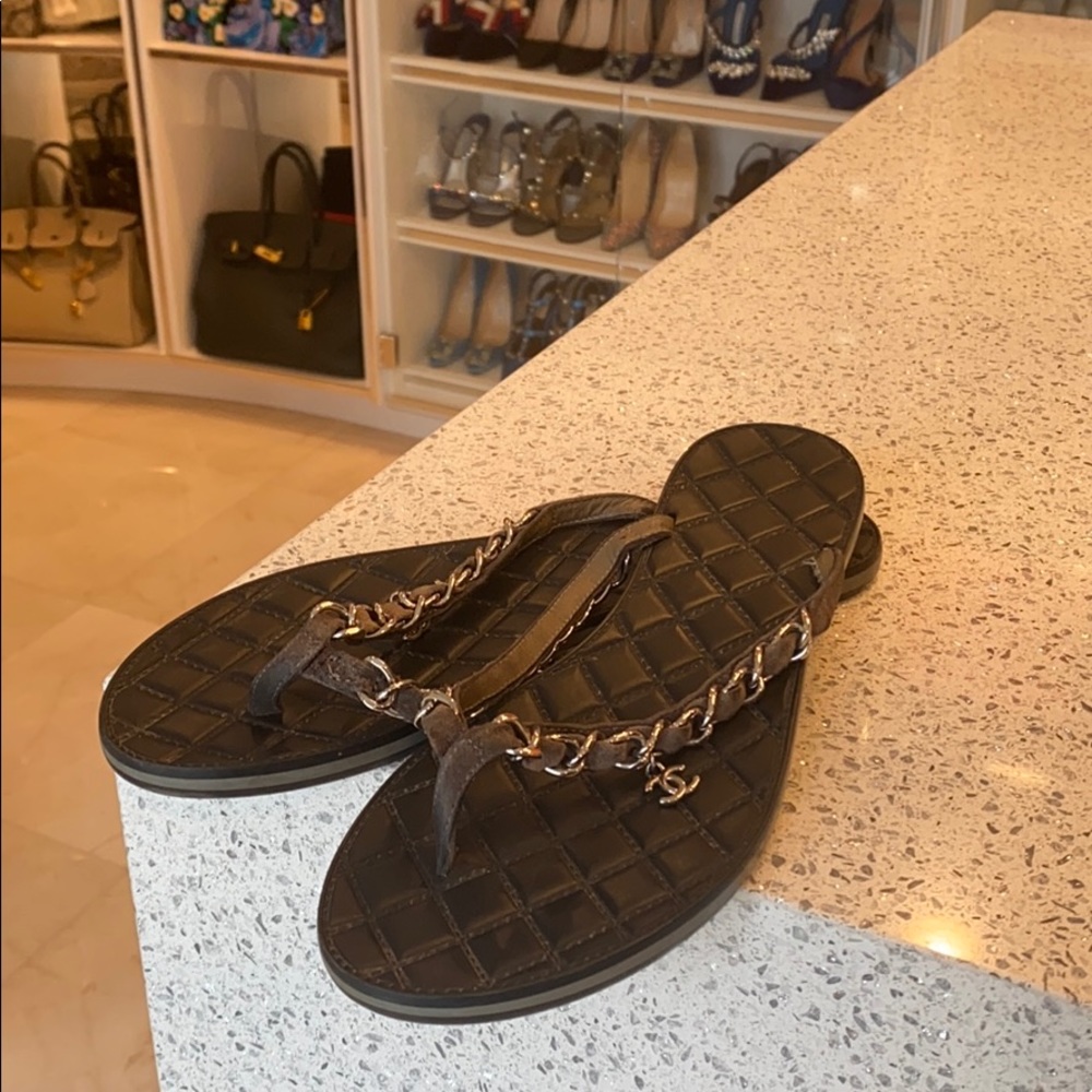 Chanel Suede Thong Sandals - Picture 6 of 7